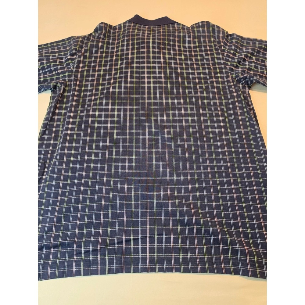St. Andrews of Scotland Mens Large Navy Blue Plaid Golf Polo Shirt Crest Logo - Picture 6 of 7